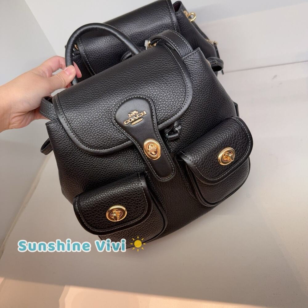NWT Coach Hadley Backpack CBH09 Refined pebble leather Black